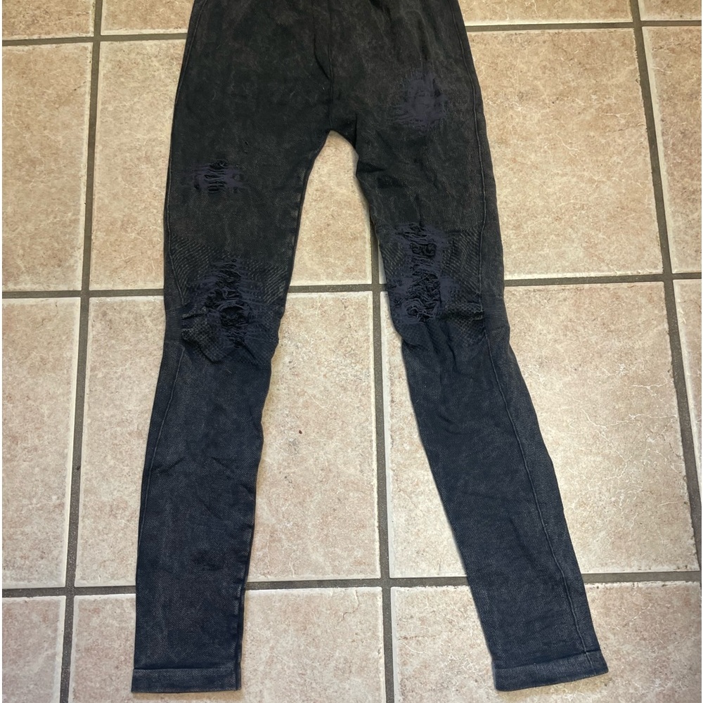 Womens NikiBiki Vintage Ripped Black/Charcoal leggings - Picture 13 of 13